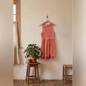 Alya Peach Coral Fit and Flare Mini Lace Dress- Easter Dress Spring Dress Pastel